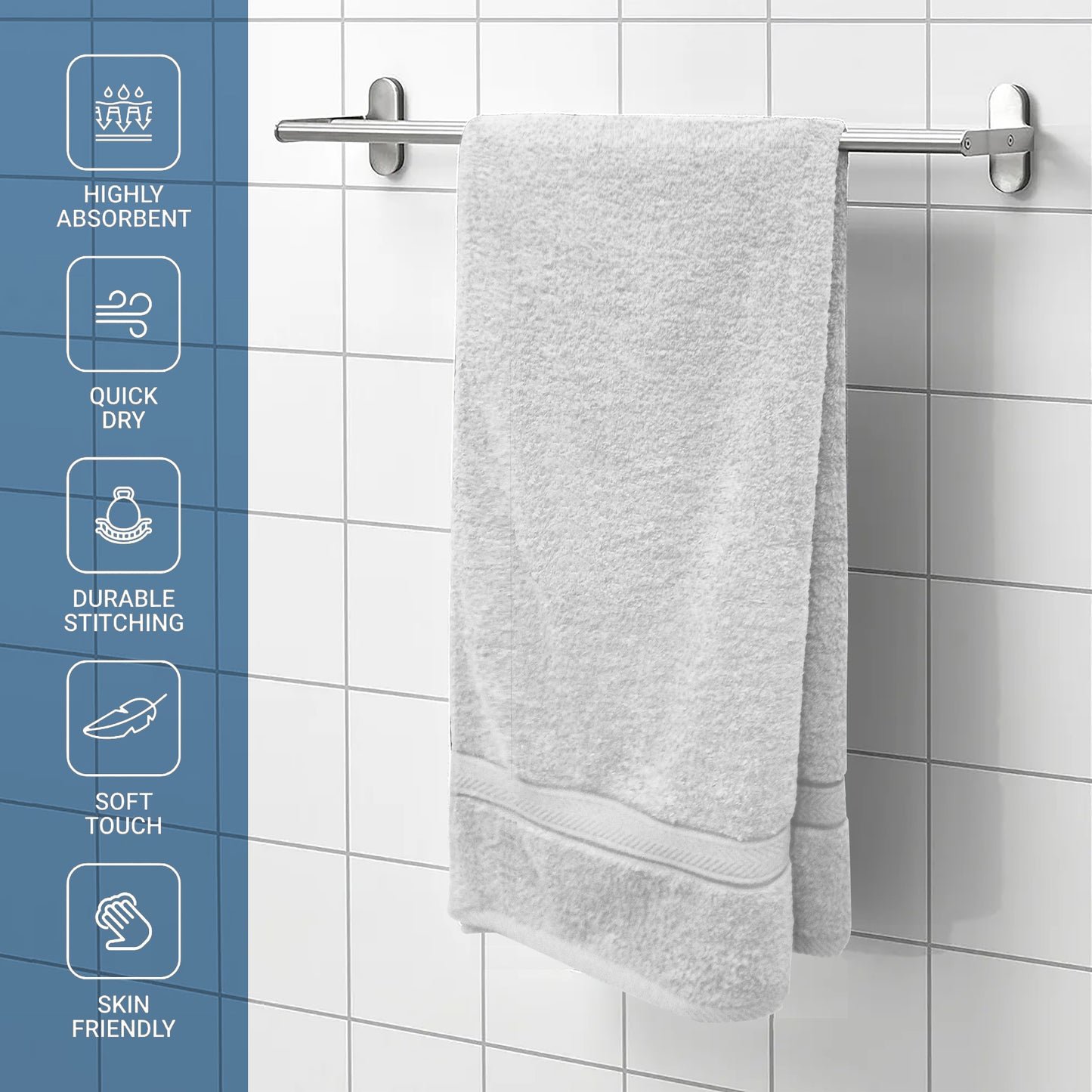 White 4 Pcs Set Bath Towel