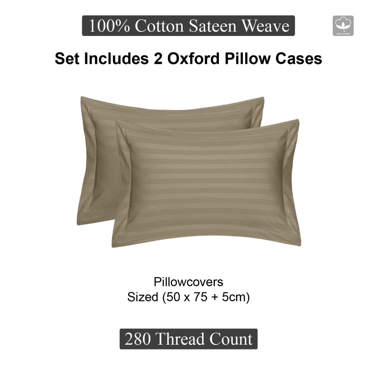 Bronze Stripe Sateen Oxford Pillowcase